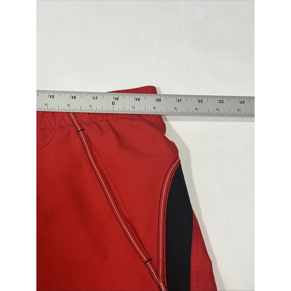 Nike Swim Shorts Mesh Lined Drawstring Red Black Cargo‎ Swoosh Men's Size XL